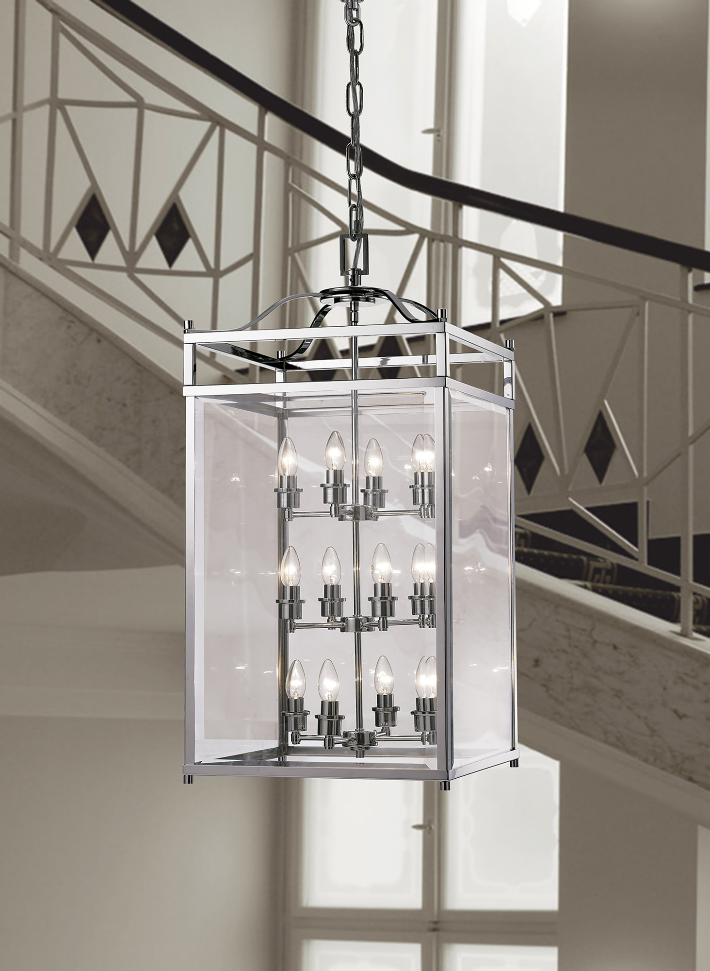 Aston Polished Chrome Ceiling Lights Diyas Lantern Ranges